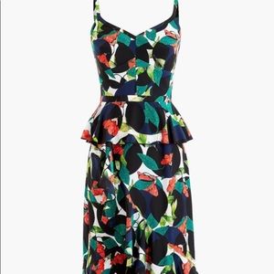 J Crew Ruffle Dress Tropical Silk